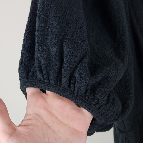 Madewell Black Puff Sleeve Square Neck Peplum Top sz XL - Picture 5 of 8